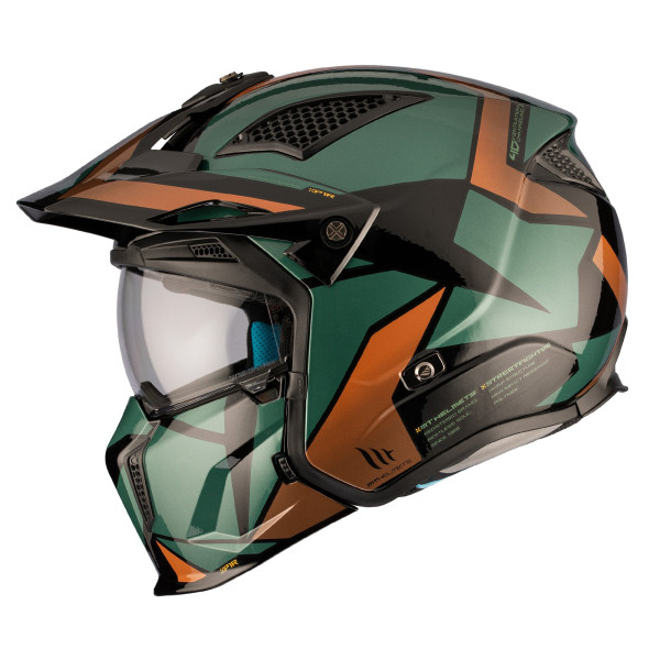MT Helmets MT Streetfighter SV S P1R A9 Matt Blk Green Gold